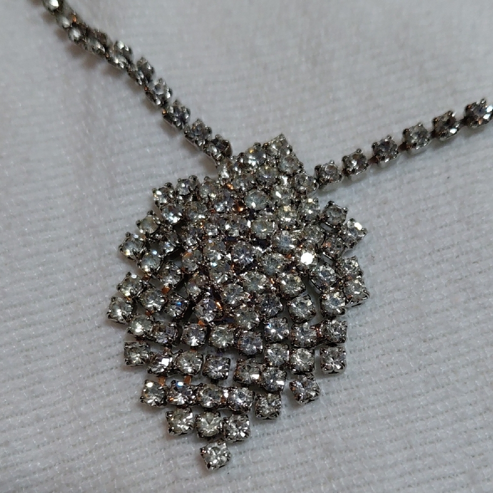 Vintage Silver Necklace with Crystal Accents - Picture 3 of 5